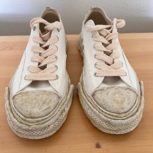 White Sneakers with Pink Laces